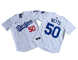 Nike Los Angeles Dodgers #50 Mookie Betts White Limited MLB Jersey