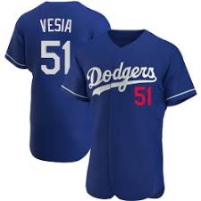 Nike Los Angeles Dodgers #51 Alex Vesia number in front Blue MLB jersey