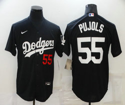 Nike Los Angeles Dodgers #55 Albaert Pujols Black Game Authentic Stitched MLB Jersey