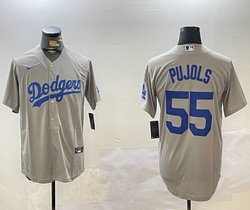 Nike Los Angeles Dodgers #55 Albaert Pujols Gray Game Authentic Stitched MLB Jersey