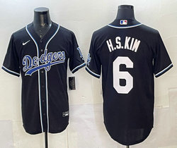 Nike Los Angeles Dodgers #6 H.S.Kim Black Fashion Authentic Stitched MLB Jersey