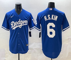 Nike Los Angeles Dodgers #6 H.S.Kim Blue Authentic Stitched MLB Jersey