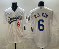 Nike Los Angeles Dodgers #6 H.S.Kim White 2026 Gold Stadium Baseball Jersey