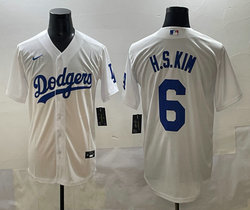 Nike Los Angeles Dodgers #6 H.S.Kim White Authentic Stitched MLB Jersey