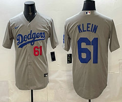 Nike Los Angeles Dodgers #61 Will Klein Grey 61 Front Dodgers Stitched Baseball Jersey