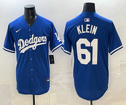 Nike Los Angeles Dodgers #61 Will Klein Grey Dodgers Blue MLB Jersey