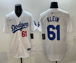 Nike Los Angeles Dodgers #61 Will Klein Grey Dodgers White 16 front MLB Jersey