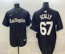 Nike Los Angeles Dodgers #67 Vin Scully Black Gothic Edition Vapor Premier Jersey