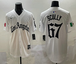 Nike Los Angeles Dodgers #67 Vin Scully White 5(V) Joint MLB Jersey