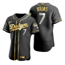 Nike Los Angeles Dodgers #7 Julio Urias Black Golden 2020 World Series Champions Jersey