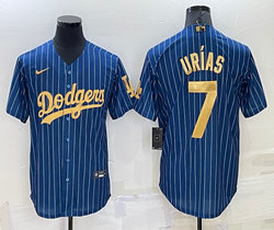 Nike Los Angeles Dodgers #7 Julio Urias Blue Gold Number Throwback Game Authentic Stitched MLB Jersey