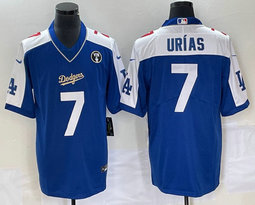 Nike Los Angeles Dodgers #7 Julio Urias Blue Joint Authentic Stitched MLB Jersey