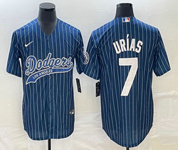 Nike Los Angeles Dodgers #7 Julio Urias Blue White stripe Joint Stitched MLB Jersey