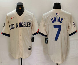 Nike Los Angeles Dodgers #7 Julio Urias Cream Blue number 2024 City Game Authentic Stitched MLB Jersey