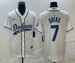 Nike Los Angeles Dodgers #7 Julio Urias White Joint Name Game Authentic Stitched MLB Jersey