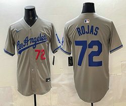 Nike Los Angeles Dodgers #72 Miguel Rojas Gray 72 frotn Los Angeles Jersey