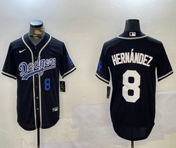 Nike Los Angeles Dodgers #8 Enrique Hernández Black Fashion Authentic Stitched MLB Jersey