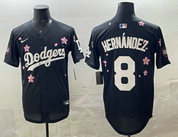 Nike Los Angeles Dodgers #8 Enrique Hernández Black Tokyo Series MLB Jersey