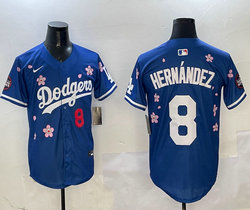 Nike Los Angeles Dodgers #8 Enrique Hernández Blue 2025 Tokyo Series Stitched MLB Jersey