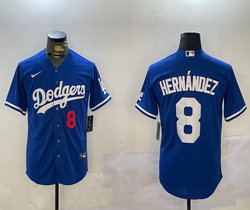 Nike Los Angeles Dodgers #8 Enrique Hernández Blue Authentic Stitched MLB Jersey