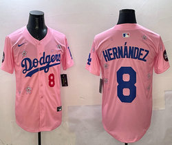 Nike Los Angeles Dodgers #8 Enrique Hernández Pink 2025 Tokyo Series Stitched MLB Jersey