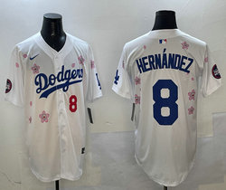 Nike Los Angeles Dodgers #8 Enrique Hernández White 2025 Tokyo Series Stitched MLB Jersey