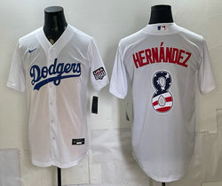 Nike Los Angeles Dodgers #8 Enrique Hernández White 250 Fourth Of July Stadium Jersey
