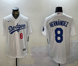 Nike Los Angeles Dodgers #8 Enrique Hernández White Authentic Stitched MLB Jersey