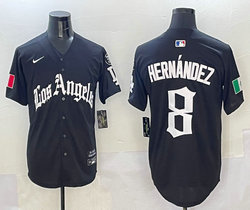 Nike Los Angeles Dodgers #8 Enrique Hernandez Black 5(V) Joint MLB Jersey