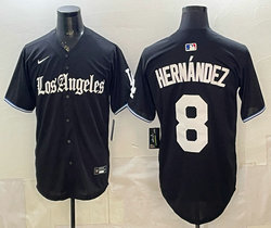 Nike Los Angeles Dodgers #8 Enrique Hernandez Black Gothic Edition Vapor Premier Jersey