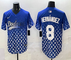 Nike Los Angeles Dodgers #8 Enrique Hernandez Blue Fashion Stitched Baseball Jersey