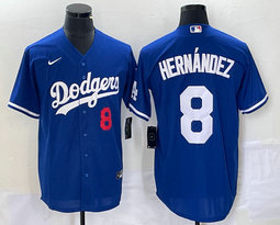 Nike Los Angeles Dodgers #8 Enrique Hernandez Blue Game Authentic Stitched MLB Jersey