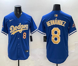 Nike Los Angeles Dodgers #8 Enrique Hernandez Blue Name Champions Jersey