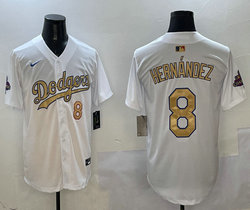 Nike Los Angeles Dodgers #8 Enrique Hernandez Gold Name Champions Jersey