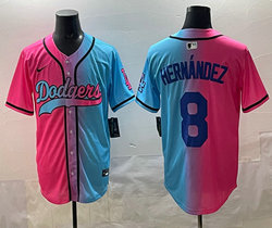 Nike Los Angeles Dodgers #8 Enrique Hernandez Pink and Blue Joint MLB Jersey