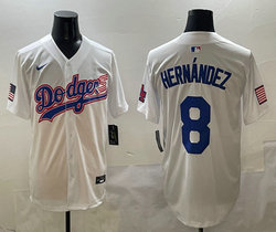 Nike Los Angeles Dodgers #8 Enrique Hernandez White 2(II) Joint Authentic Stitched MLB Jersey
