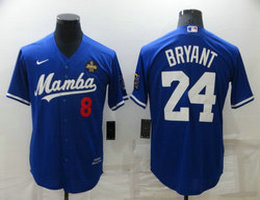 Nike Los Angeles Dodgers #8 Kobe bryant #24 Blue mamba Game Authentic Stitched MLB jersey