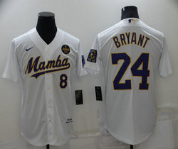 Nike Los Angeles Dodgers #8 Kobe bryant #24 White mamba Authentic Stitched MLB jersey
