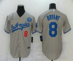 Nike Los Angeles Dodgers #8 Kobe bryant #8 Gray Game Authentic Stitched MLB Jersey