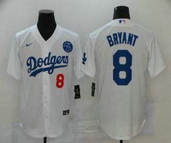 Nike Los Angeles Dodgers #8 Kobe bryant #8 White Game Authentic Stitched MLB Jersey