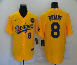 Nike Los Angeles Dodgers #8 Kobe bryant #8 Yellow Game Authentic Stitched MLB Jersey