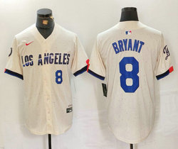 Nike Los Angeles Dodgers #8 Kobe bryant Cream 2024 City 8 front Game Authentic Stitched MLB Jersey