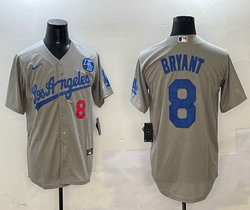 Nike Los Angeles Dodgers #8 Kobe bryant Gray Los Angeles Authentic Stitched MLB Jersey