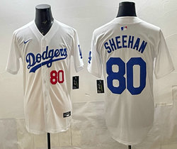 Nike Los Angeles Dodgers #80 Emmet Sheehan White 80 front Jersey