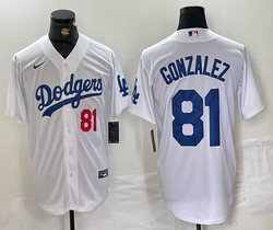 Nike Los Angeles Dodgers #81 Victor Gonzalez White Game Authentic Stitched MLB Jersey