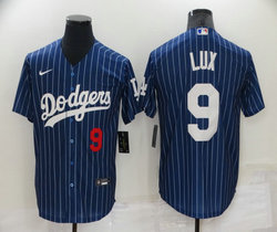 Nike Los Angeles Dodgers #9 Gavin Lux Blue White stripe Authentic Stitched MLB jersey