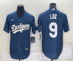 Nike Los Angeles Dodgers #9 Gavin Lux Blue White stripe Throwback Authentic Stitched MLB jersey
