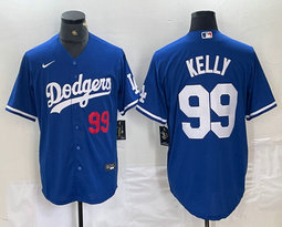 Nike Los Angeles Dodgers #99 Joe Kelly Blue Game #99 in front Authentic Stitched MLB Jersey