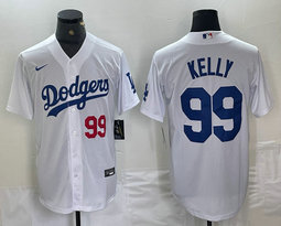 Nike Los Angeles Dodgers #99 Joe Kelly White Game #99 in front Authentic Stitched MLB Jersey