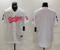 Nike Los Angeles Dodgers Blank White Pink Joint Authentic Stitched MLB Jersey